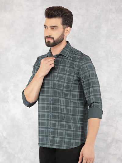 Green Checked Shirt-Men Shirts-Crimsoune Club