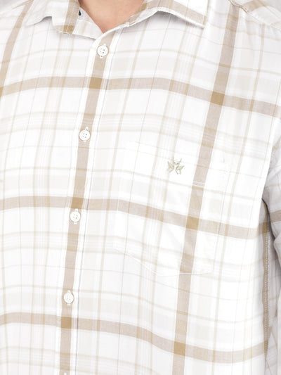 Beige Checked 100% Cotton Shirt-Men Shirts-Crimsoune Club