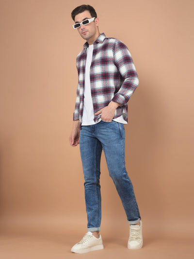 Brown Checked 100% Cotton Shirt-Men Shirts-Crimsoune Club