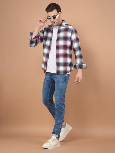 Brown Checked 100% Cotton Shirt-Men Shirts-Crimsoune Club