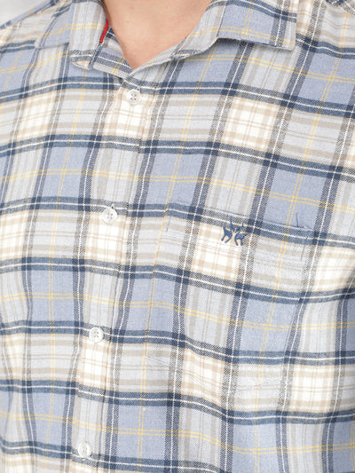 Blue Checked 100% Cotton Shirt-Men Shirts-Crimsoune Club