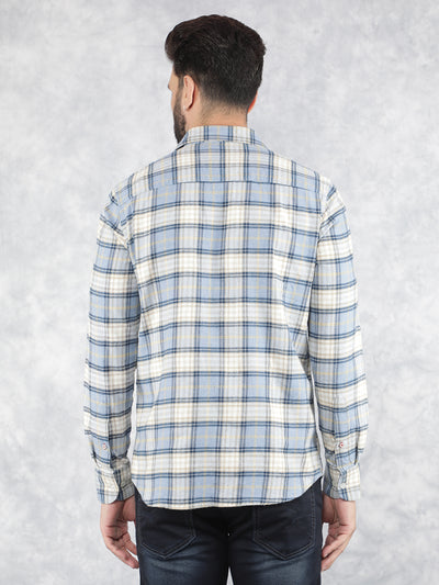 Blue Checked 100% Cotton Shirt-Men Shirts-Crimsoune Club