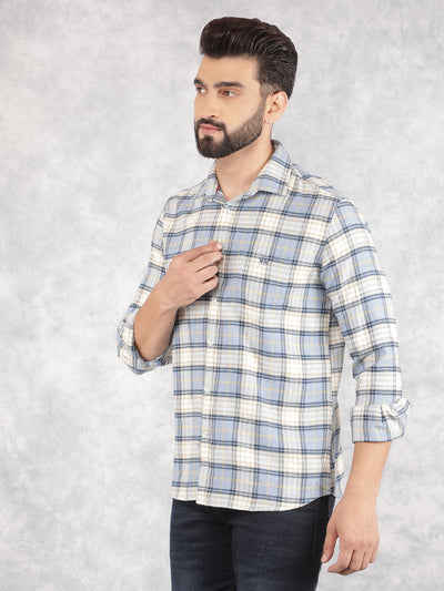 Blue Checked 100% Cotton Shirt-Men Shirts-Crimsoune Club