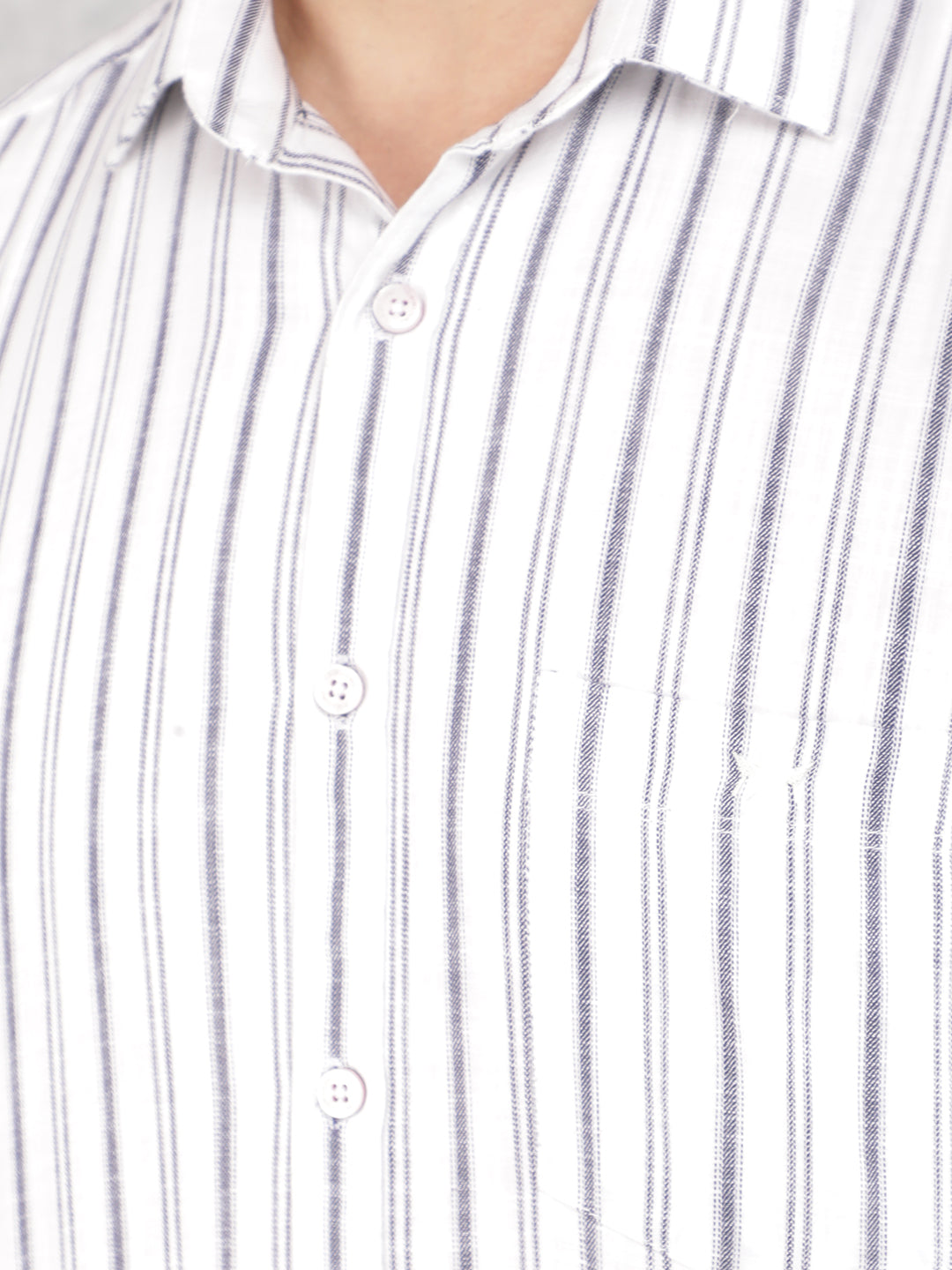 White Vertical Stripes 100% Cotton Shirt-Men Shirts-Crimsoune Club