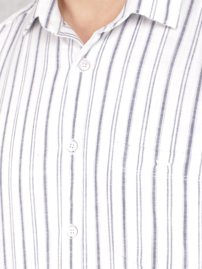 White Vertical Stripes 100% Cotton Shirt-Men Shirts-Crimsoune Club