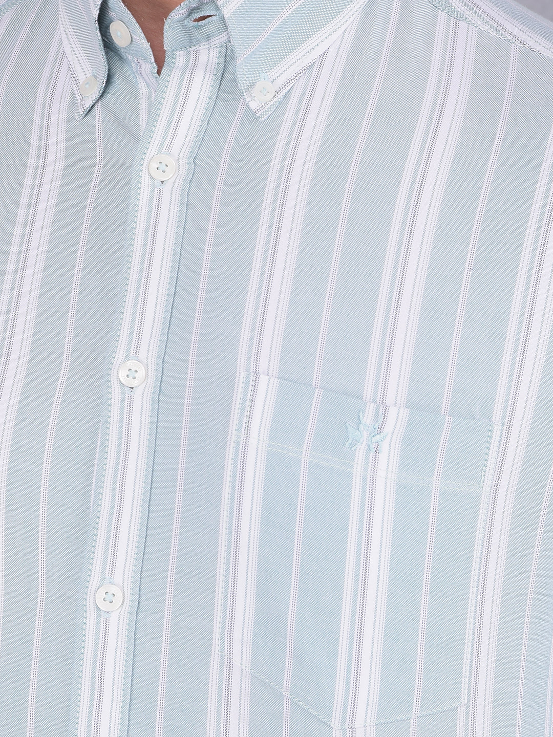 Green Vertical Striped 100% Cotton Shirt-Men Shirts-Crimsoune Club