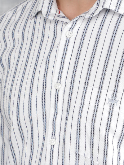 White Vertical Stripes 100% Cotton Shirt-Men Shirts-Crimsoune Club