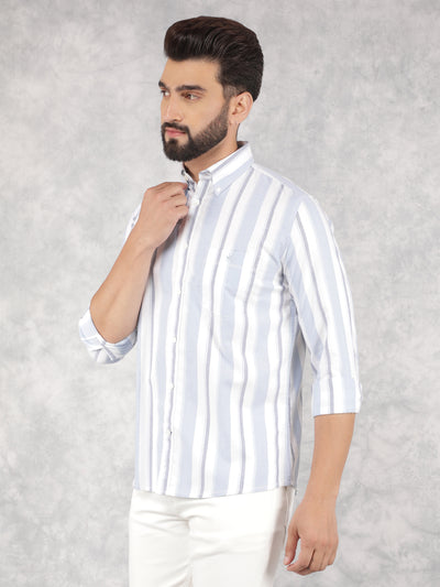 Blue Vertical Stripes 100% Cotton Shirt-Men Shirts-Crimsoune Club