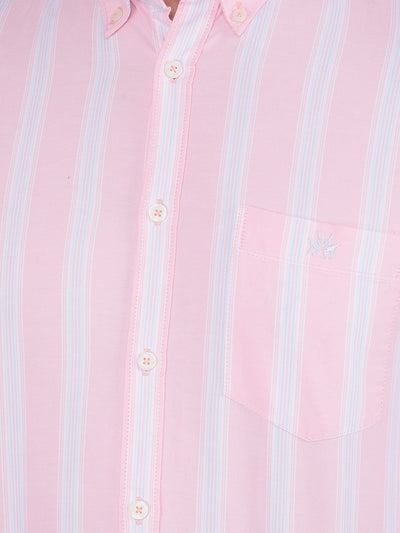 Pink Vertical Striped 100% Cotton Shirt-Men Shirts-Crimsoune Club