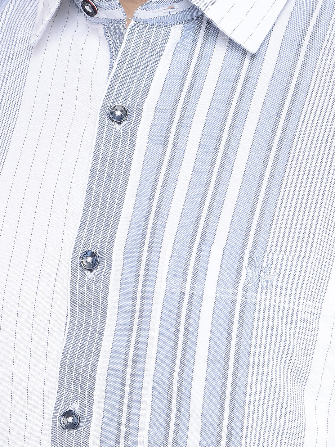 Blue Vertical Striped 100% Cotton Shirt