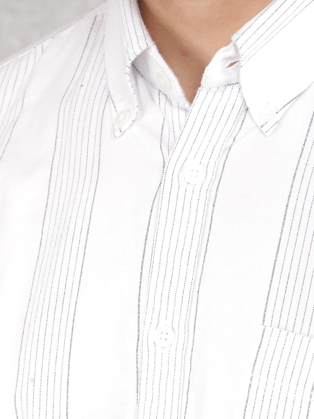 White Vertical Stripes 100% Cotton Shirt-Men Shirts-Crimsoune Club