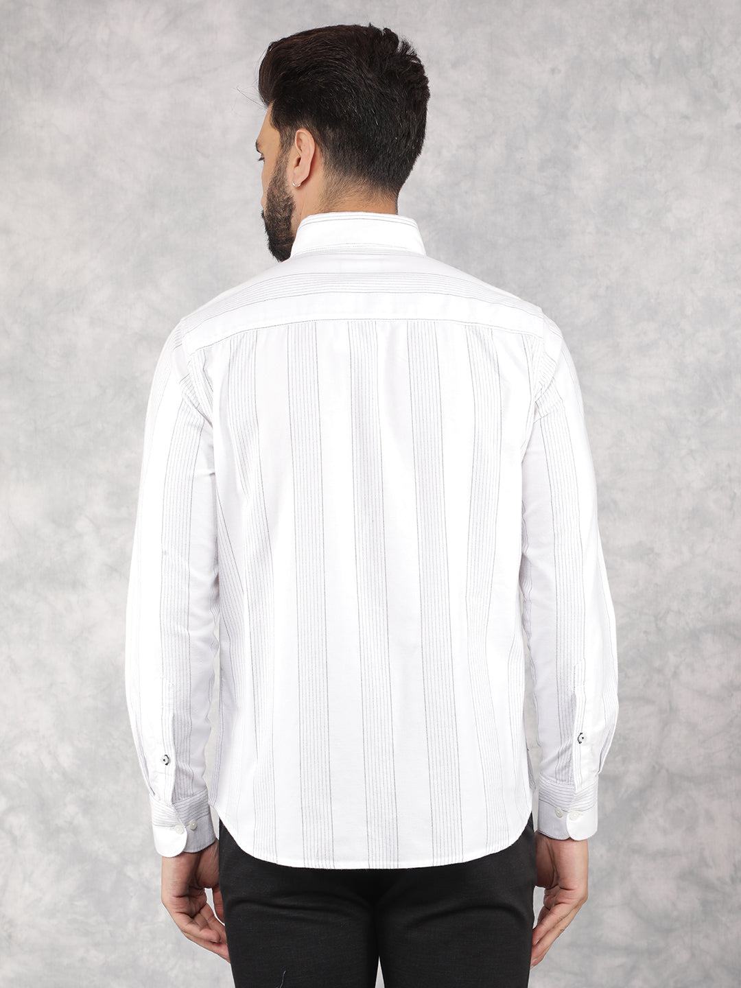 White Vertical Stripes 100% Cotton Shirt-Men Shirts-Crimsoune Club