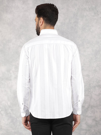 White Vertical Stripes 100% Cotton Shirt-Men Shirts-Crimsoune Club