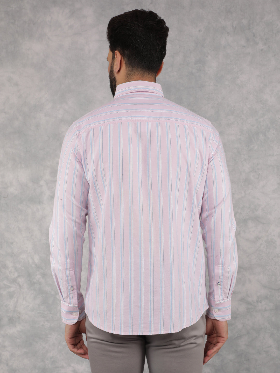 Pink Vertical Stripes 100% Cotton Shirt-Men Shirts-Crimsoune Club