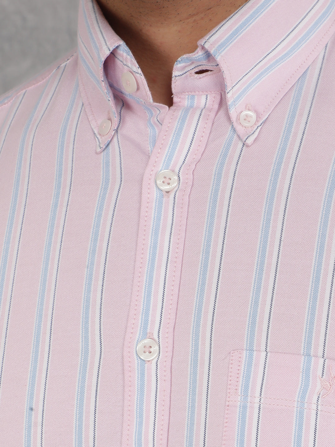 Pink Vertical Stripes 100% Cotton Shirt-Men Shirts-Crimsoune Club