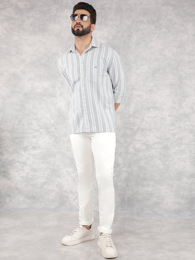 Blue Vertical Stripes 100% Cotton Shirt-Men Shirts-Crimsoune Club