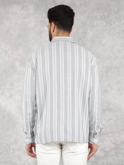 Blue Vertical Stripes 100% Cotton Shirt-Men Shirts-Crimsoune Club