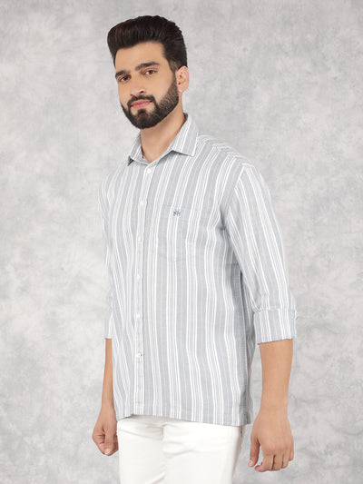 Blue Vertical Stripes 100% Cotton Shirt-Men Shirts-Crimsoune Club