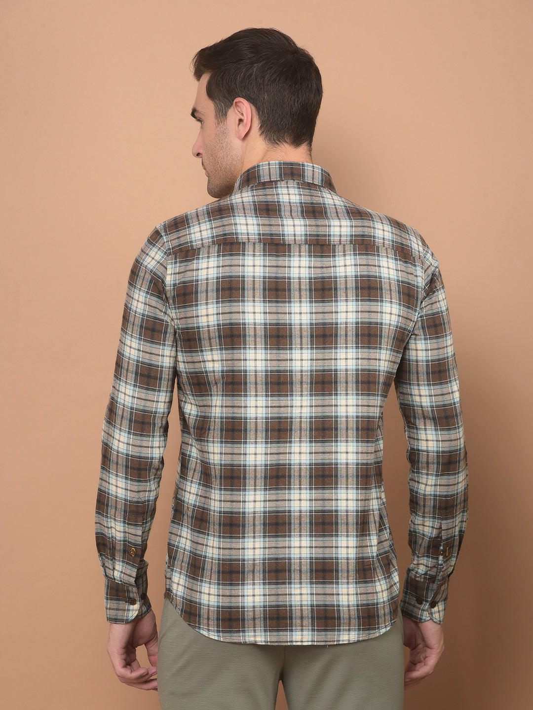 Brown Checked Shirt-Men Shirts-Crimsoune Club