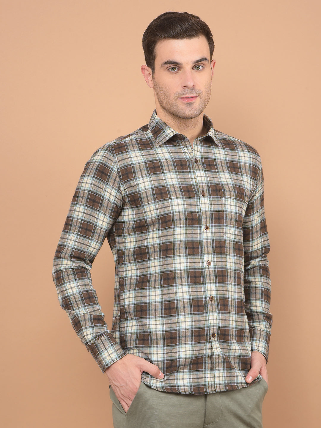 Brown Checked Shirt-Men Shirts-Crimsoune Club