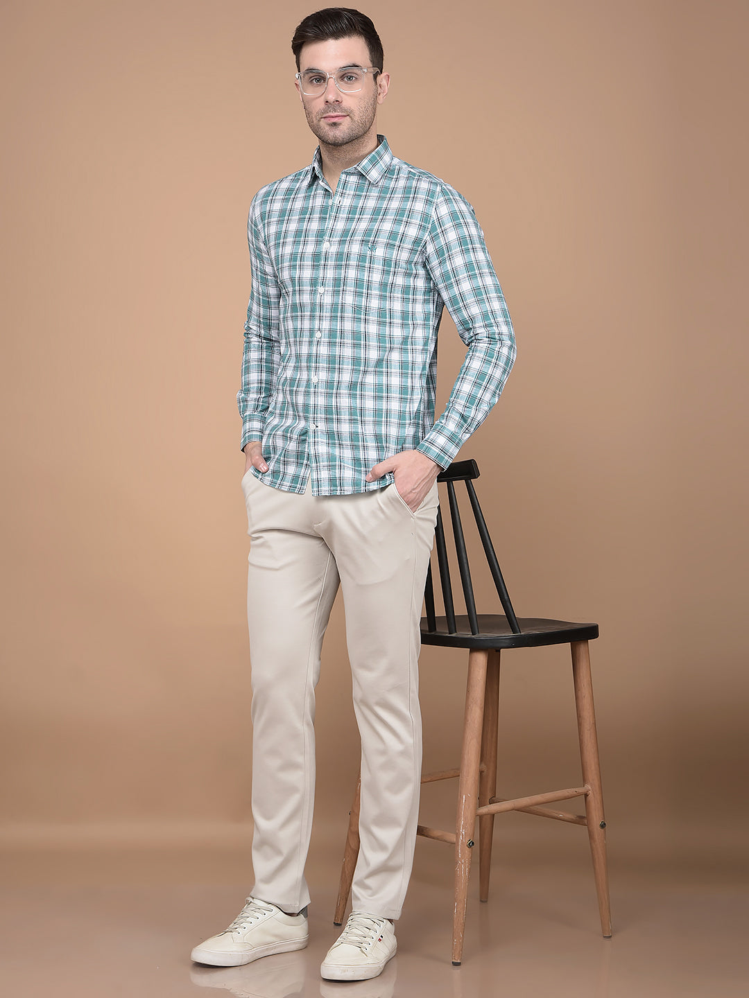 Green Checked 100% Cotton Shirt