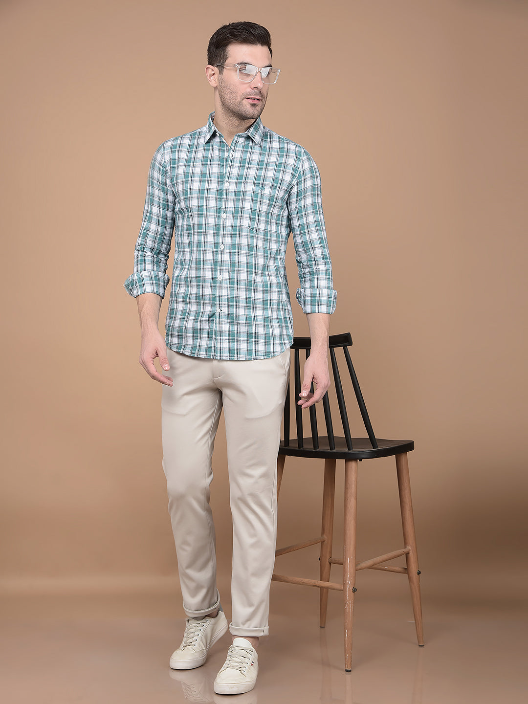 Green Checked 100% Cotton Shirt