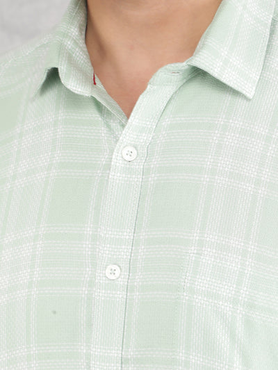 Green Checked 100% Cotton Shirt-Men Shirts-Crimsoune Club