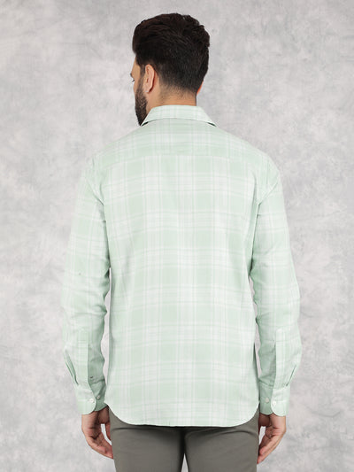 Green Checked 100% Cotton Shirt-Men Shirts-Crimsoune Club