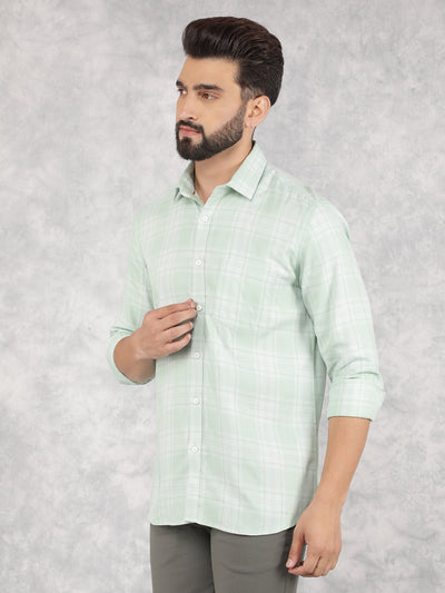 Green Checked 100% Cotton Shirt-Men Shirts-Crimsoune Club