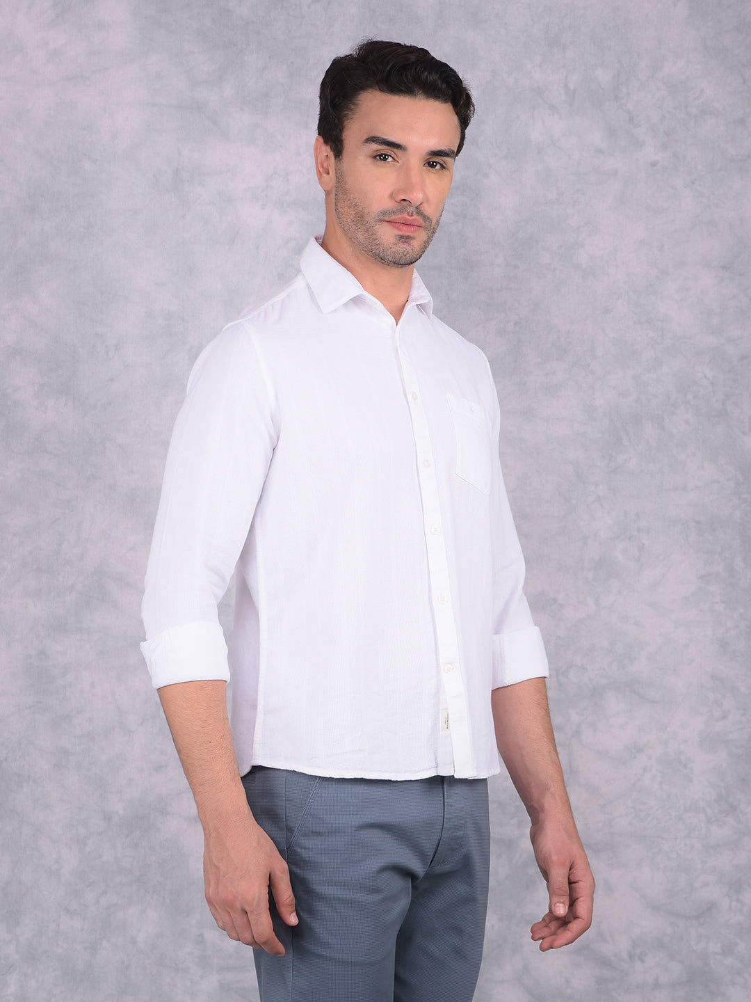 White 100% Cotton Shirt-Men Shirts-Crimsoune Club