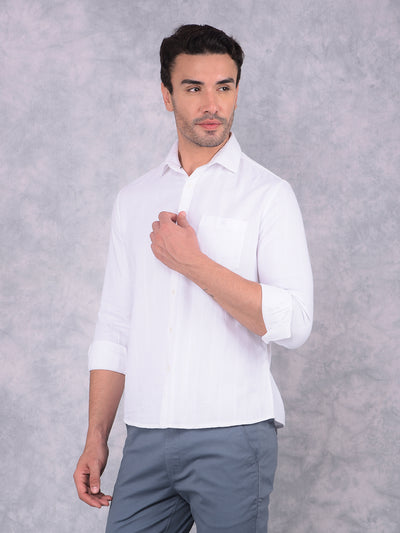 White 100% Cotton Shirt-Men Shirts-Crimsoune Club