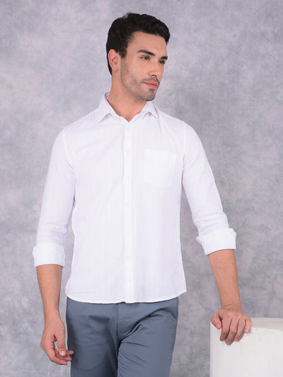 White 100% Cotton Shirt-Men Shirts-Crimsoune Club