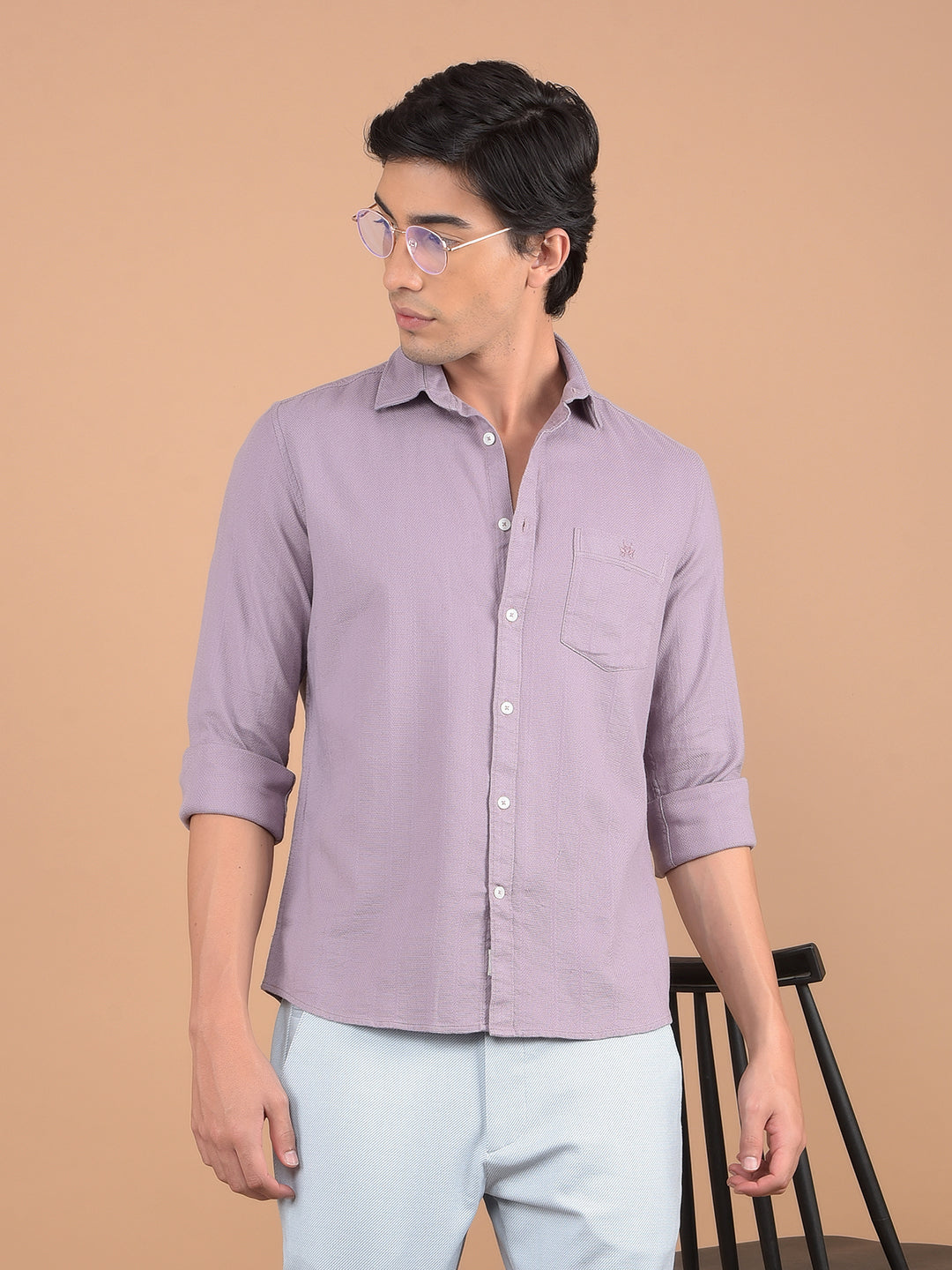 Purple Vertical Stripes 100% Cotton Shirt-Men Shirts-Crimsoune Club