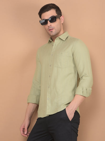 Green 100% Cotton Shirt-Men Shirts-Crimsoune Club