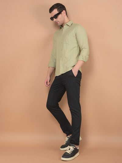 Green 100% Cotton Shirt-Men Shirts-Crimsoune Club