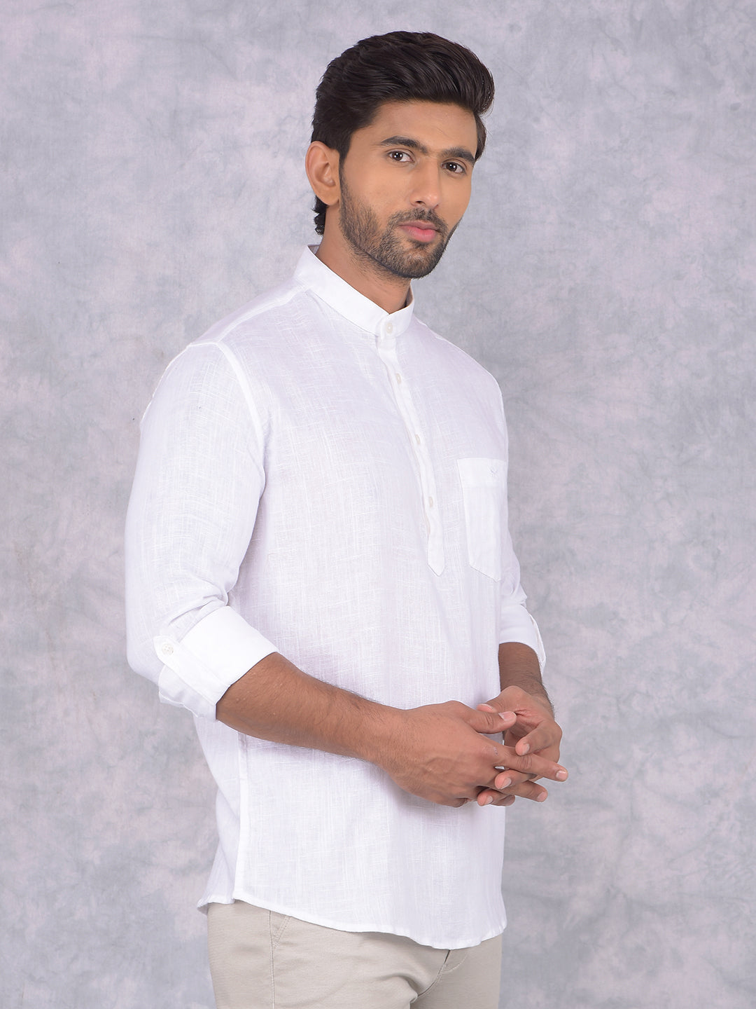 White Linen Kurta-Men Kurtas-Crimsoune Club