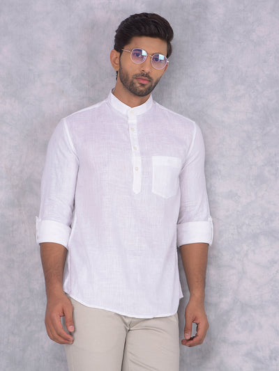 White Linen Kurta-Men Kurtas-Crimsoune Club