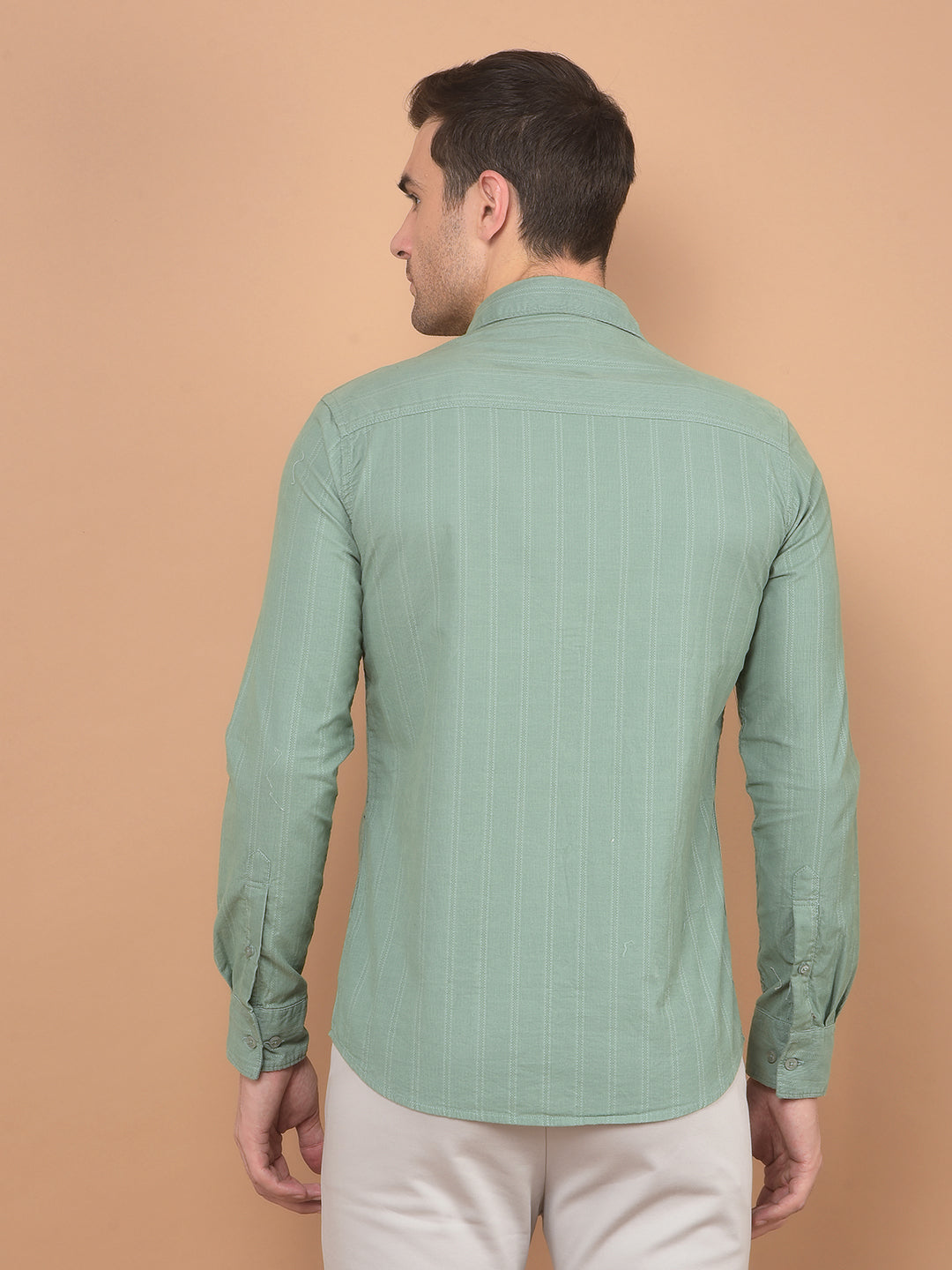 Green Checked 100% Cotton Corduroy Shirt-Men Shirts-Crimsoune Club