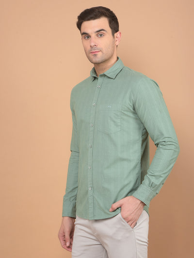 Green Checked 100% Cotton Corduroy Shirt-Men Shirts-Crimsoune Club