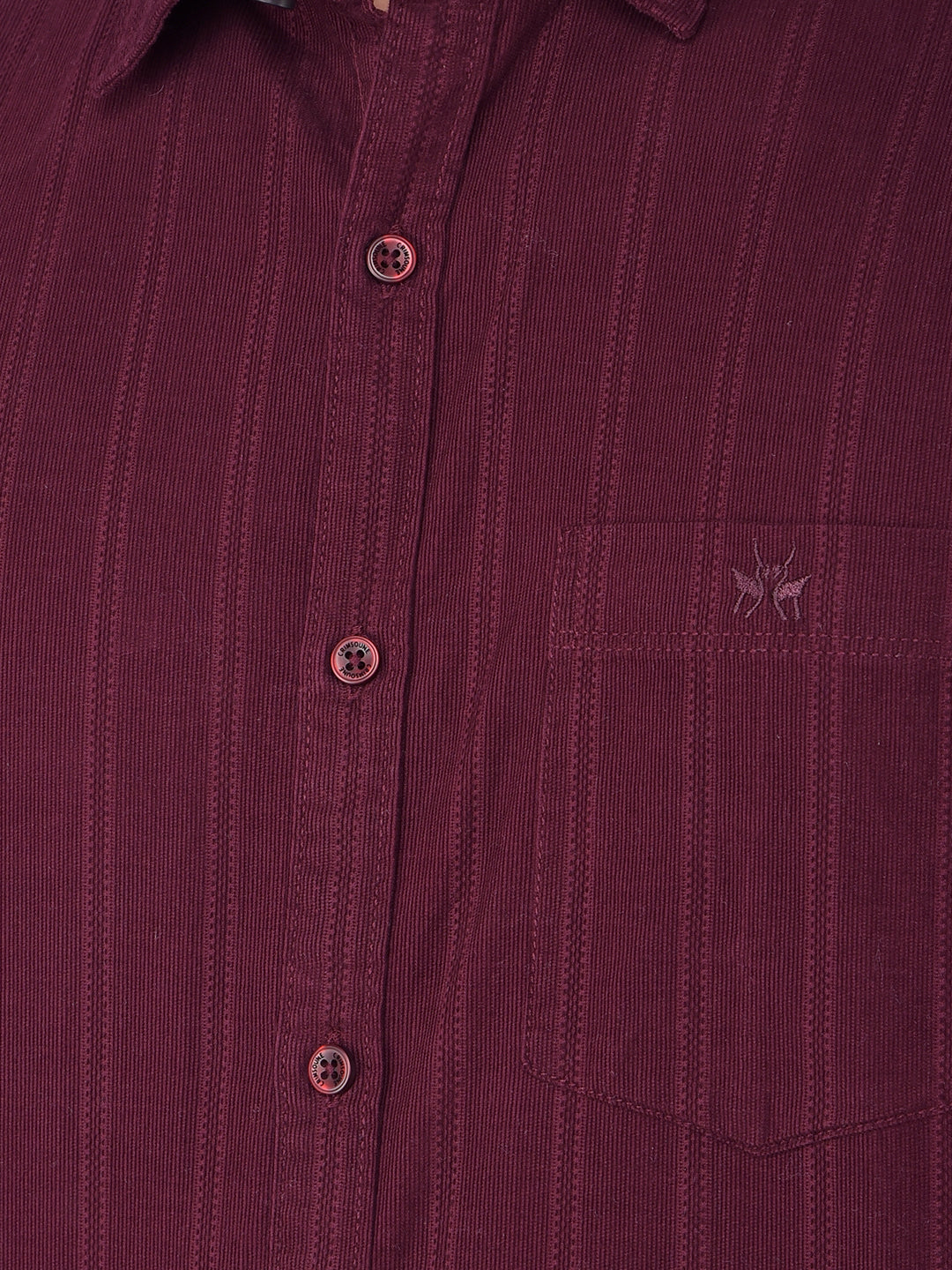 Wine Vertical Stripes 100% Cotton Shirt-Men Shirts-Crimsoune Club