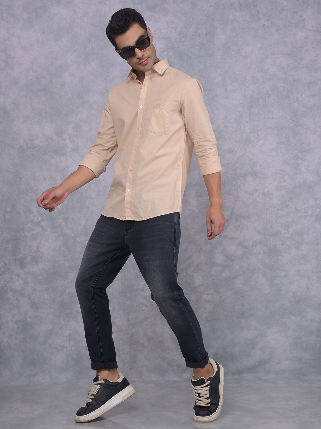 Beige Shirt-Men Shirts-Crimsoune Club