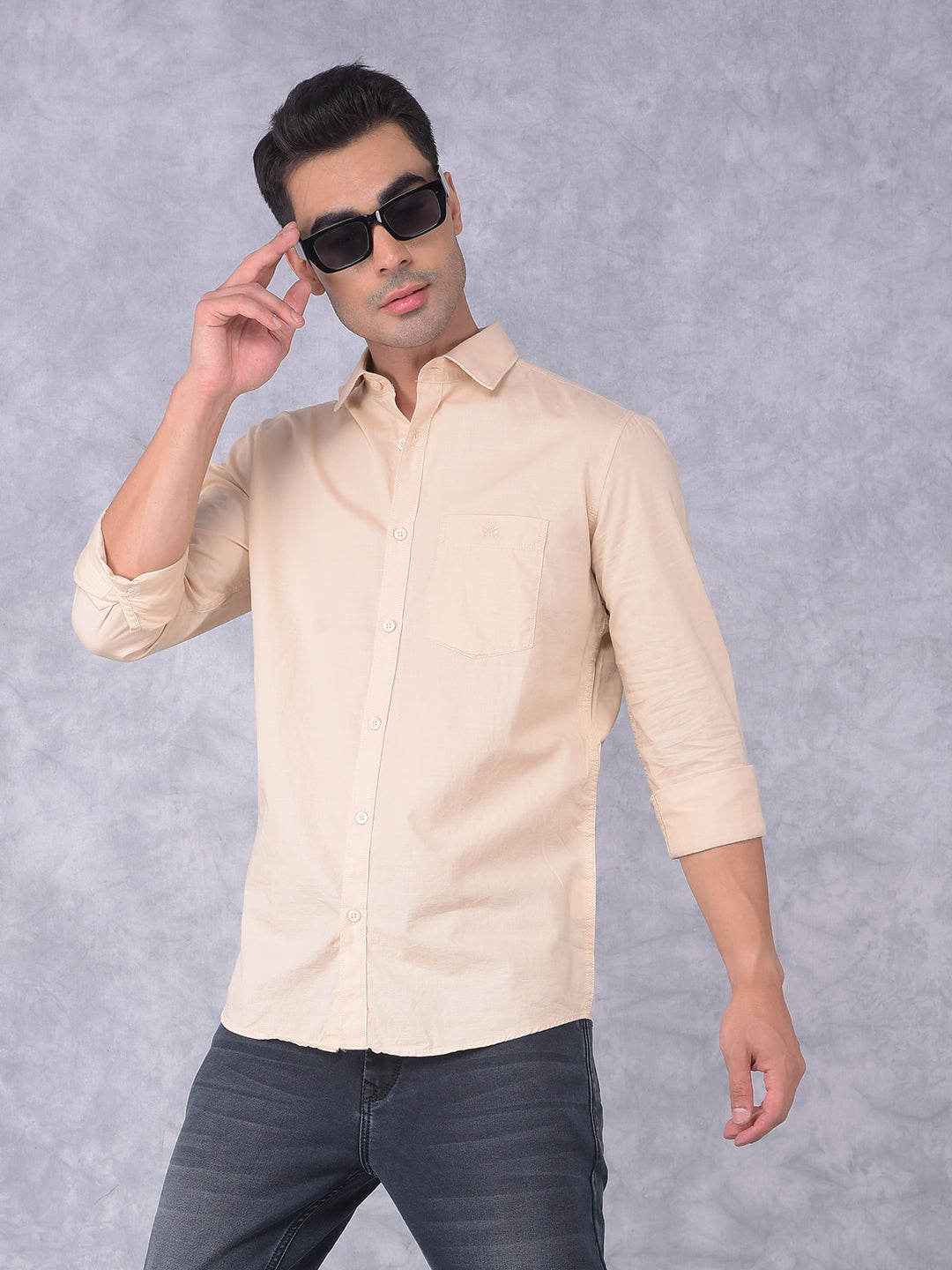 Beige Shirt-Men Shirts-Crimsoune Club