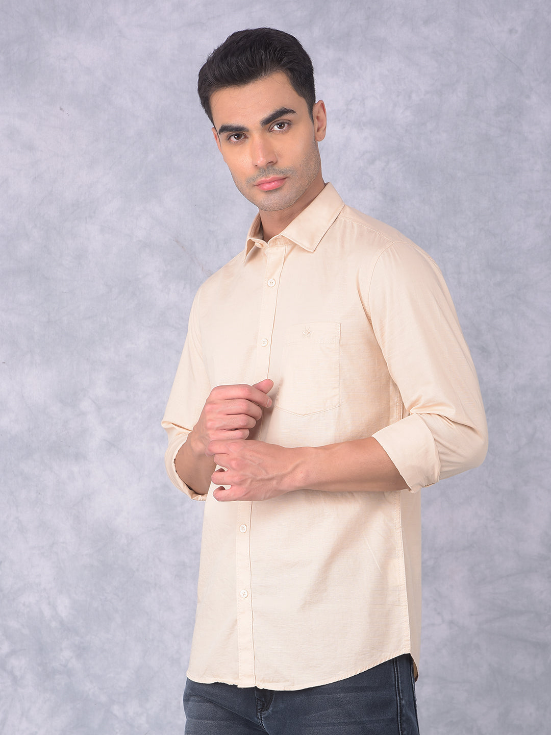 Beige Shirt-Men Shirts-Crimsoune Club