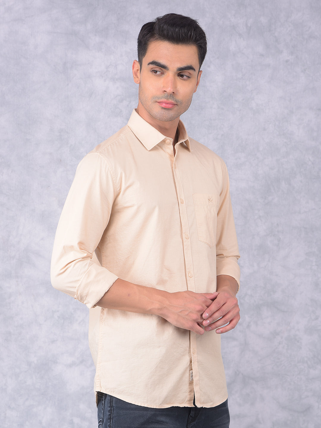 Beige Shirt-Men Shirts-Crimsoune Club