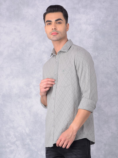 Green Printed 100% Cotton Shirt-Men Shirts-Crimsoune Club