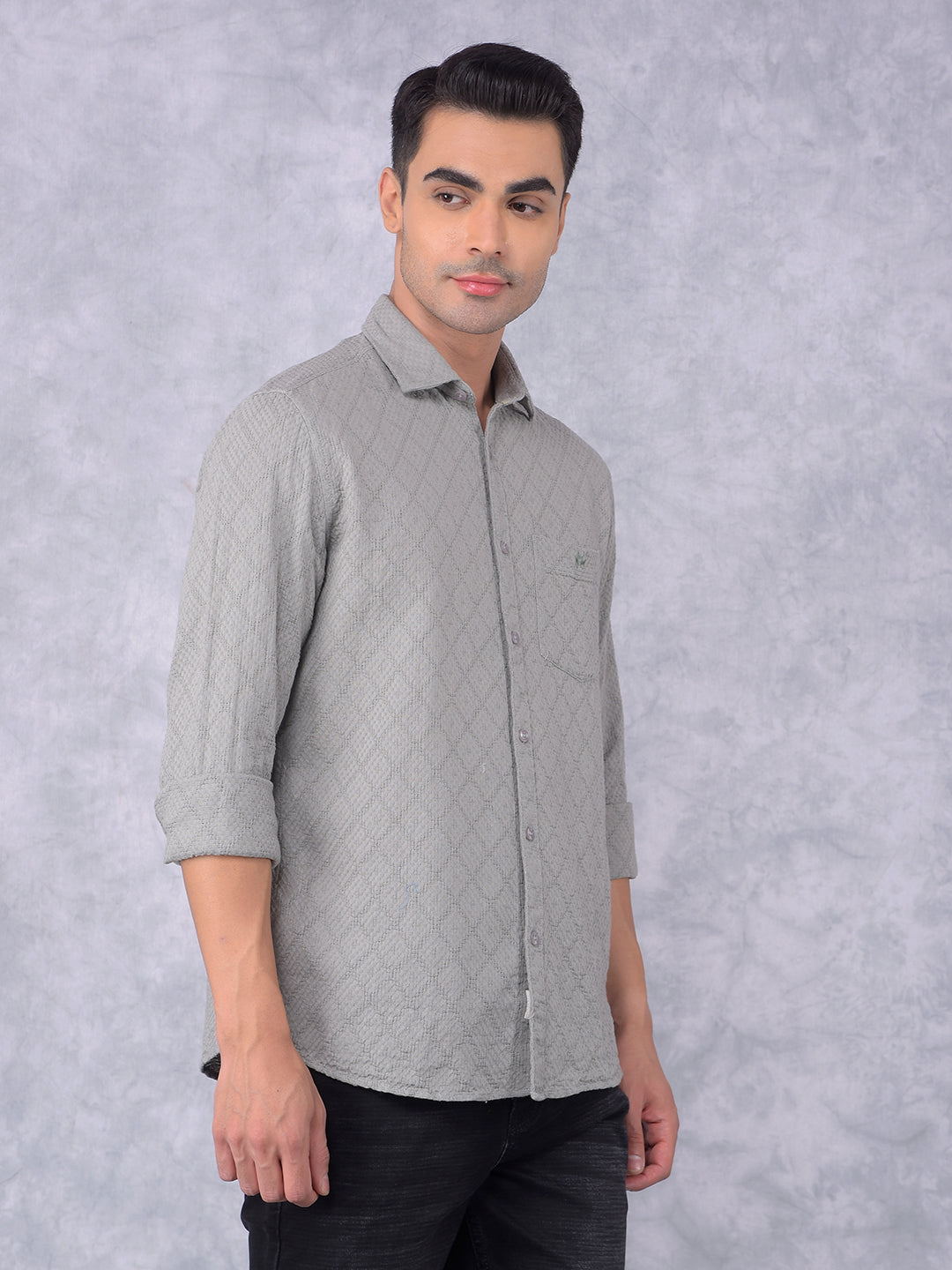 Green Printed 100% Cotton Shirt-Men Shirts-Crimsoune Club