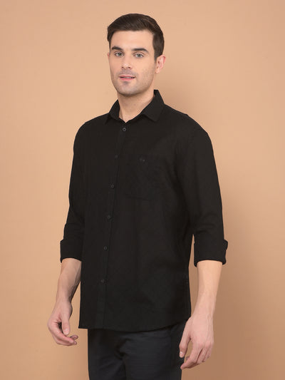 Black Vertical Striped 100% Cotton Shirt-Men Shirts-Crimsoune Club