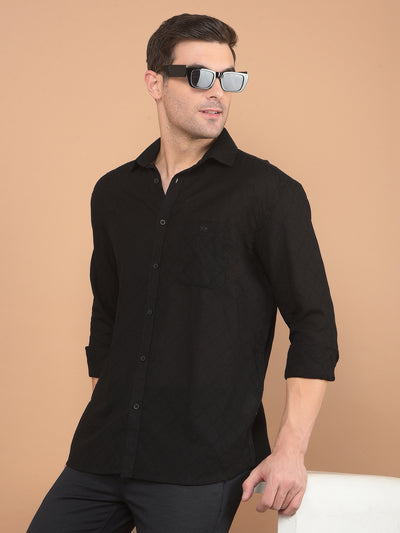 Black Vertical Striped 100% Cotton Shirt-Men Shirts-Crimsoune Club