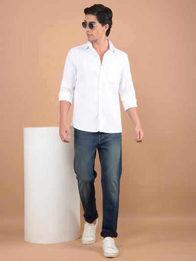 White Printed 100% Cotton Shirt-Men Shirts-Crimsoune Club