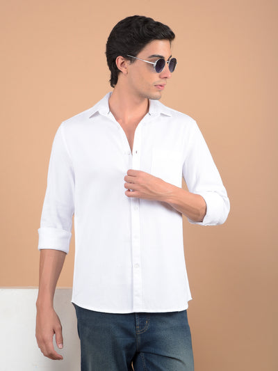 White Printed 100% Cotton Shirt-Men Shirts-Crimsoune Club